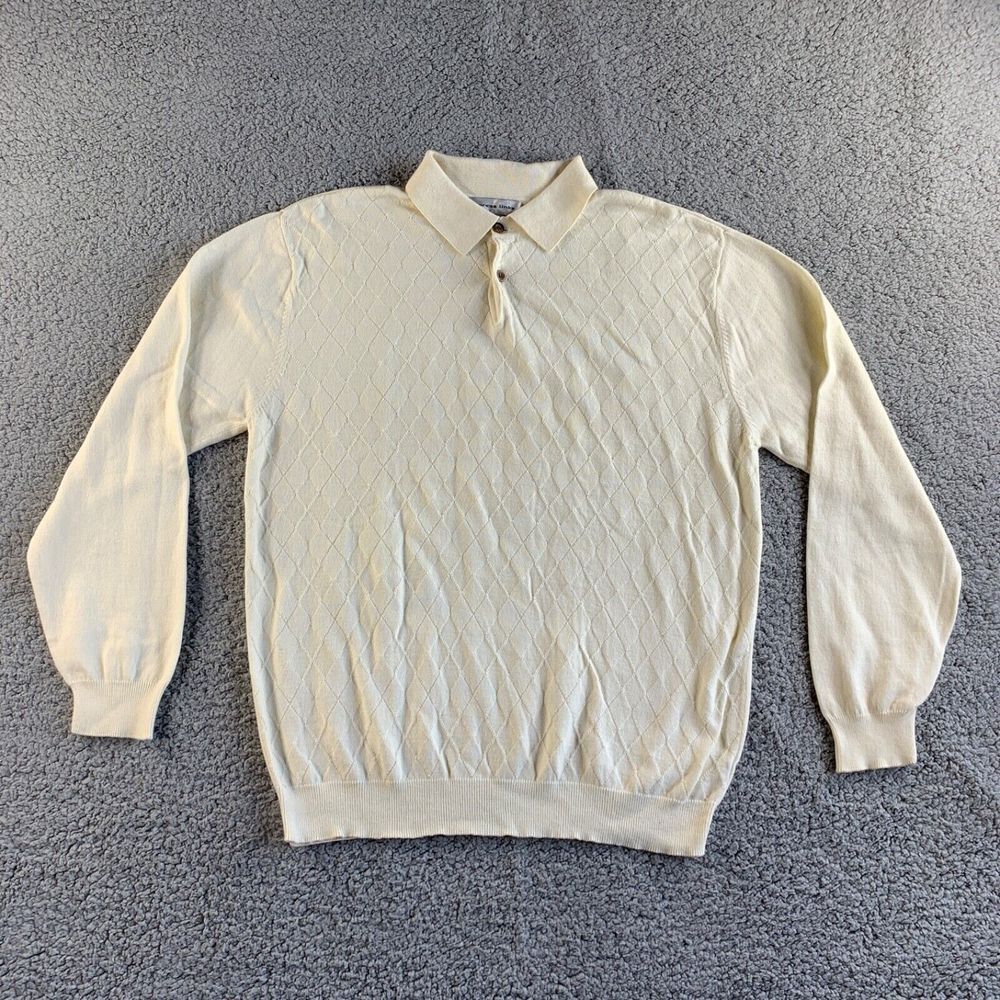 Vintage Cypress Links Sweater Mens 42 Angora Blend Polo‎ Collar Golf Ivory NEW